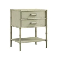 Elstowe Faux Bamboo 2-Drawer Bedside Table, Sage Green -Daals XXNS 061 GREEN WB2