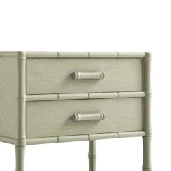 Elstowe Faux Bamboo 2-Drawer Bedside Table, Sage Green -Daals XXNS 061 GREEN detail1