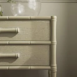 Elstowe Faux Bamboo 2-Drawer Bedside Table, Sage Green -Daals XXNS 061 GREEN scene3