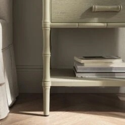 Elstowe Faux Bamboo 2-Drawer Bedside Table, Sage Green -Daals XXNS 061 GREEN scene4
