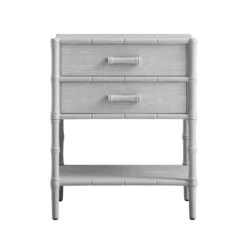 Elstowe Faux Bamboo 2-Drawer Bedside Table, Warm Grey -Daals XXNS 061 GREY WB1