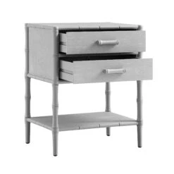 Elstowe Faux Bamboo 2-Drawer Bedside Table, Warm Grey -Daals XXNS 061 GREY WB3