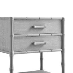 Elstowe Faux Bamboo 2-Drawer Bedside Table, Warm Grey -Daals XXNS 061 GREY detail1