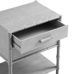 Elstowe Faux Bamboo 2-Drawer Bedside Table, Warm Grey -Daals XXNS 061 GREY detail2