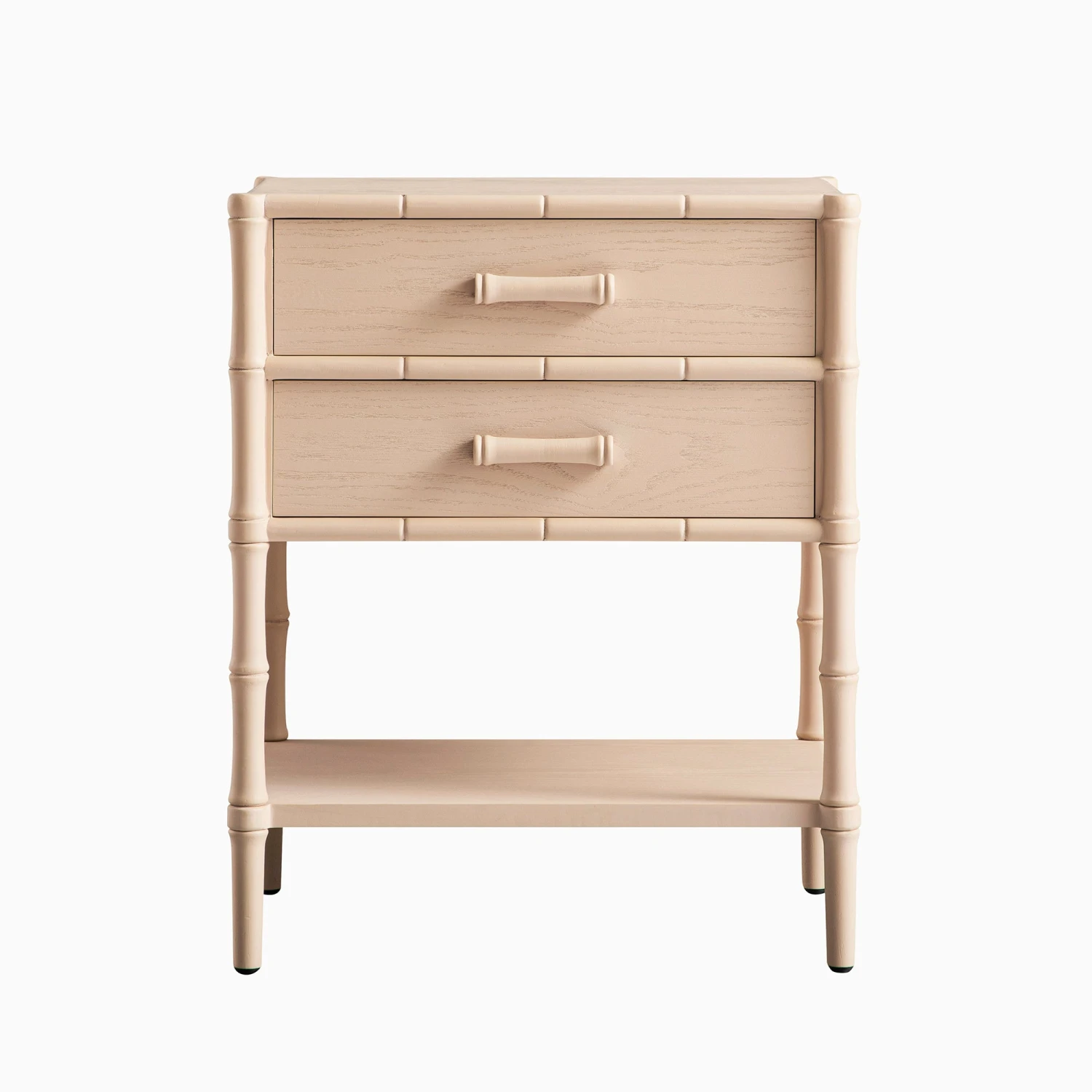Elstowe Faux Bamboo 2-Drawer Bedside Table, Nude Pink 7 Elstowe Faux Bamboo 2-Drawer Bedside Table, Nude Pink - Image 7