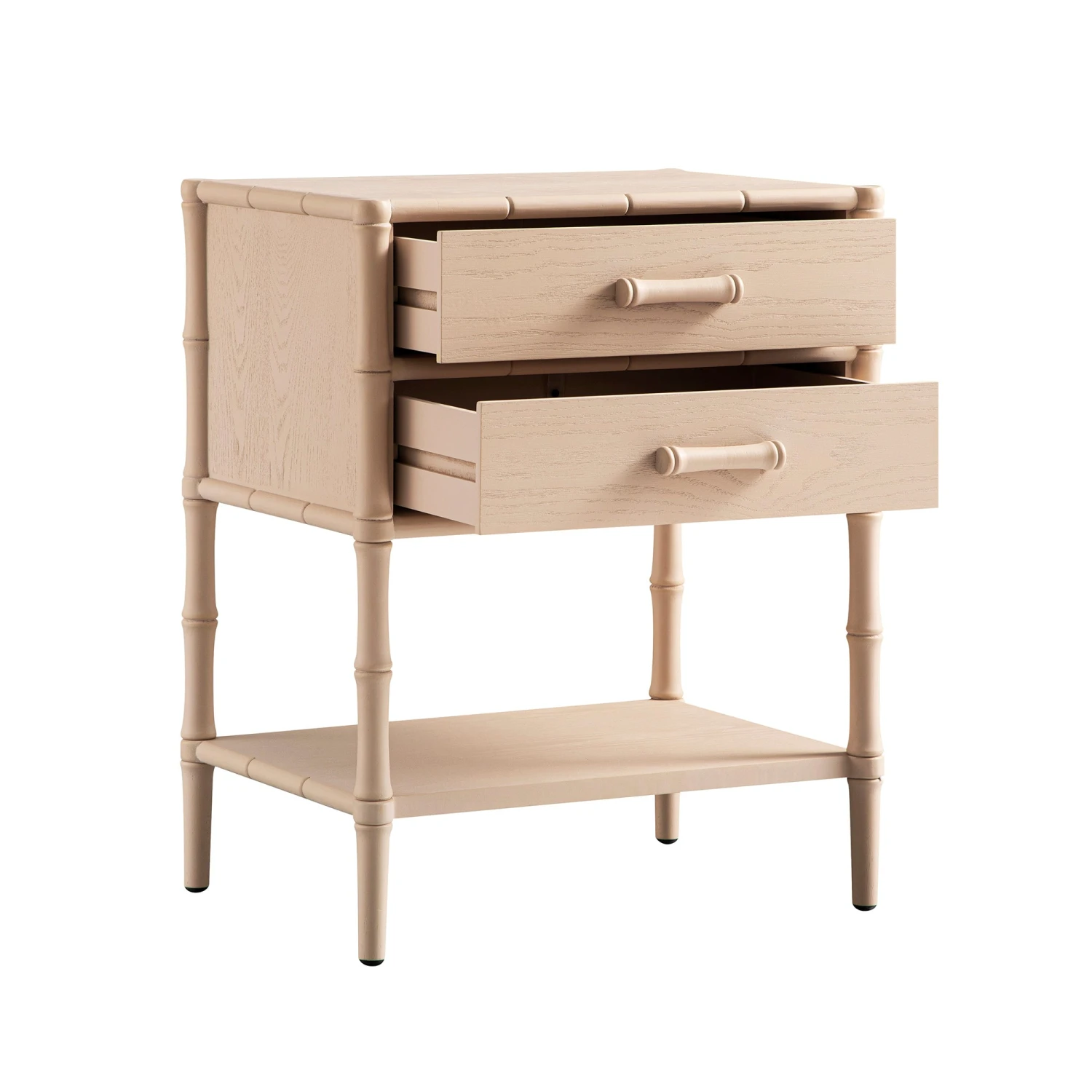 Elstowe Faux Bamboo 2-Drawer Bedside Table, Nude Pink 10 Elstowe Faux Bamboo 2-Drawer Bedside Table, Nude Pink - Image 10