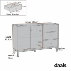Bianca Chip Carved 2-Door 3-Drawer Sideboard, Antique Bronze & Black -Daals XXSB 006 CHART