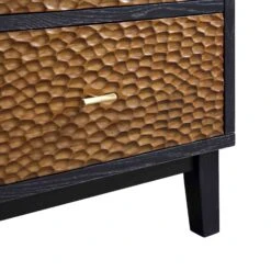 Bianca Chip Carved 2-Door 3-Drawer Sideboard, Antique Bronze & Black -Daals XXSB 006 GOLD BLACK detail3
