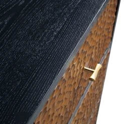 Bianca Chip Carved 2-Door 3-Drawer Sideboard, Antique Bronze & Black -Daals XXSB 006 GOLD BLACK detail4