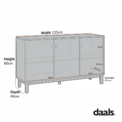 Bianca Chip Carved 3 Door Sideboard, Sand Beige & Ivory 16 Bianca Chip Carved 3 Door Sideboard, Sand Beige & Ivory -Daals XXSB 009 CHART 1