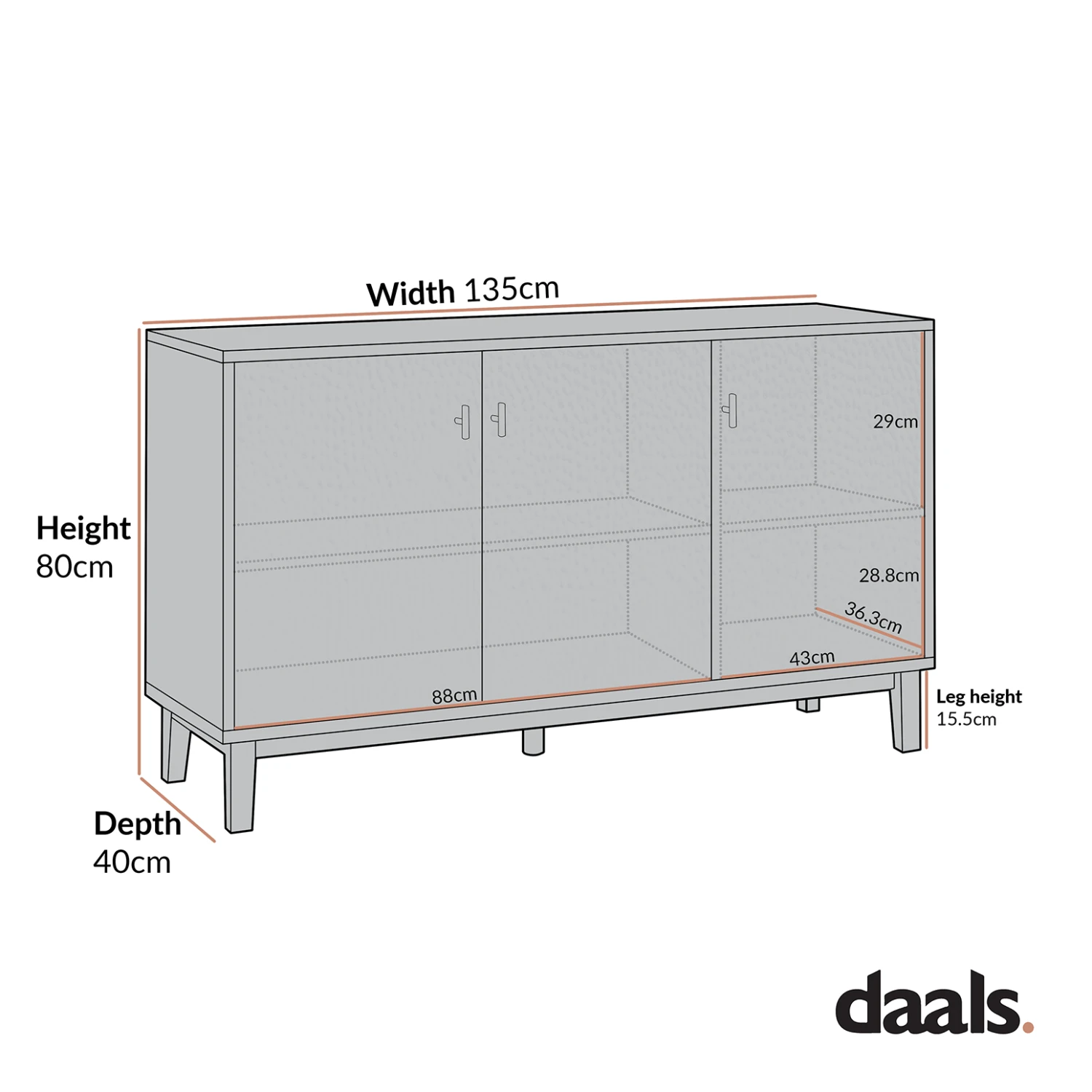 Bianca Chip Carved 3 Door Sideboard, Sand Beige & Ivory 6 Bianca Chip Carved 3 Door Sideboard, Sand Beige & Ivory - Image 6