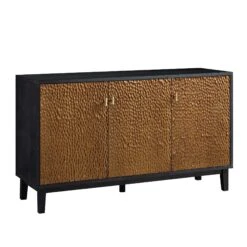 Bianca Chip Carved 3 Door Sideboard, Antique Bronze & Black 15 Bianca Chip Carved 3 Door Sideboard, Antique Bronze & Black -Daals XXSB 009 GOLD BLACK WB2