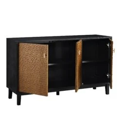 Bianca Chip Carved 3 Door Sideboard, Antique Bronze & Black 17 Bianca Chip Carved 3 Door Sideboard, Antique Bronze & Black -Daals XXSB 009 GOLD BLACK WB3