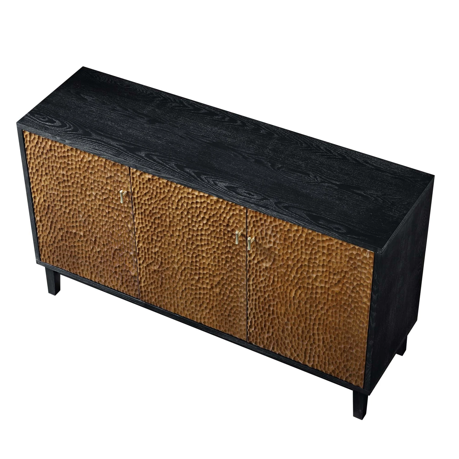Bianca Chip Carved 3 Door Sideboard, Antique Bronze & Black 8 Bianca Chip Carved 3 Door Sideboard, Antique Bronze & Black - Image 8