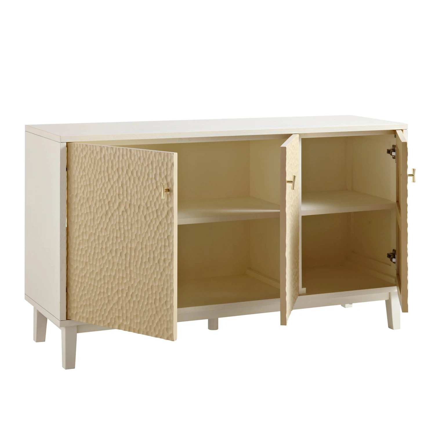 Bianca Chip Carved 3 Door Sideboard, Sand Beige & Ivory 7 Bianca Chip Carved 3 Door Sideboard, Sand Beige & Ivory - Image 7