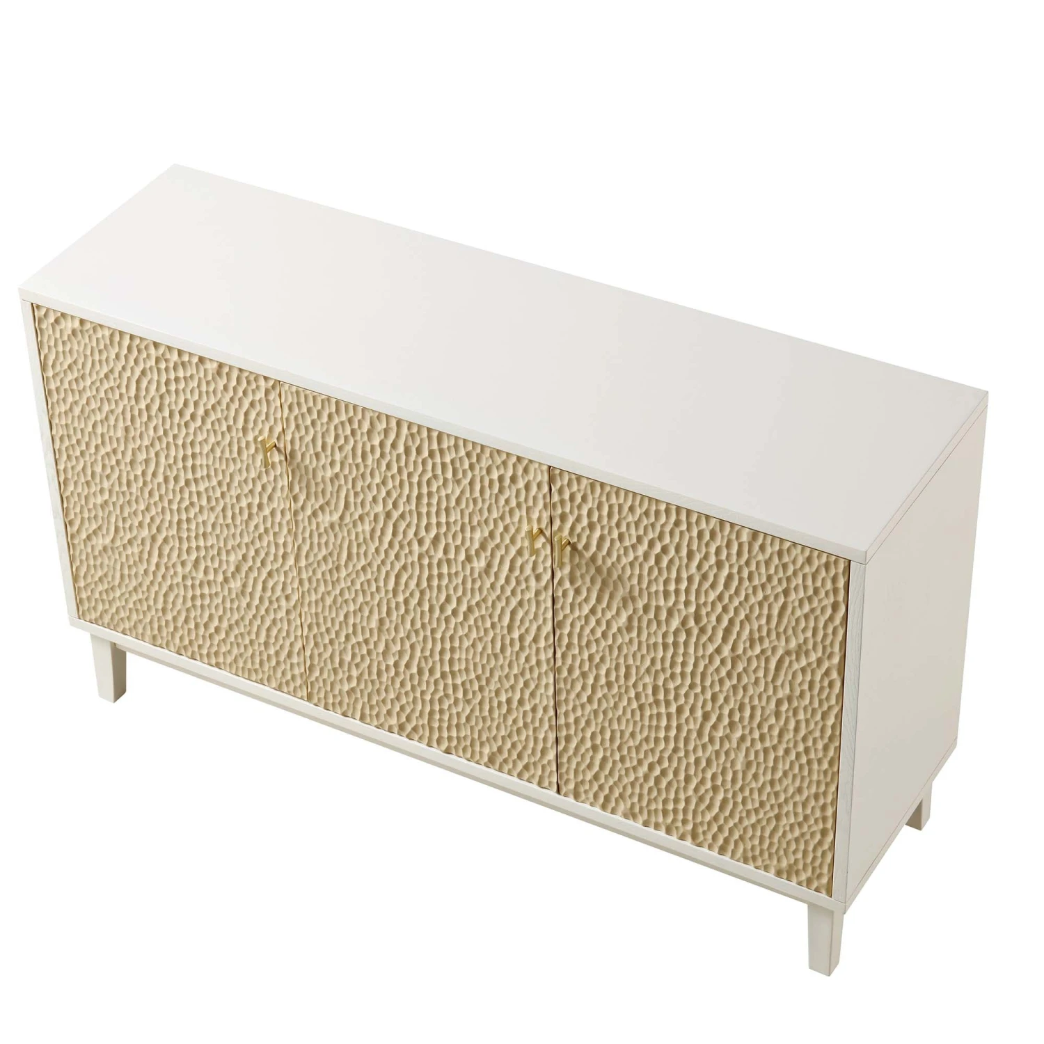 Bianca Chip Carved 3 Door Sideboard, Sand Beige & Ivory 8 Bianca Chip Carved 3 Door Sideboard, Sand Beige & Ivory - Image 8