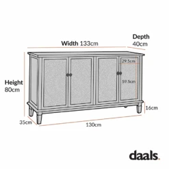 Chantilly Mid Grey Carved Large Sideboard -Daals XXSB 014 CHART