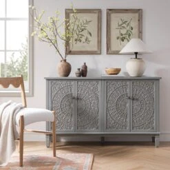 Chantilly Mid Grey Carved Large Sideboard