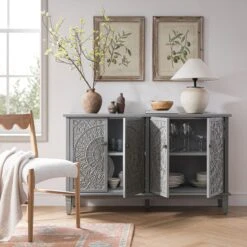 Chantilly Mid Grey Carved Large Sideboard -Daals XXSB 014 GREY scene2