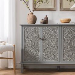 Chantilly Mid Grey Carved Large Sideboard -Daals XXSB 014 GREY scene3