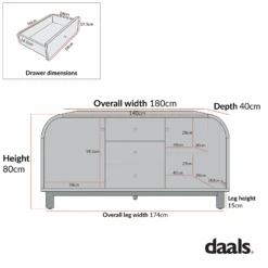 Maude Wide 3-Drawer Sideboard, Natural Ash With Raffia -Daals XXSB 044 CHART 2
