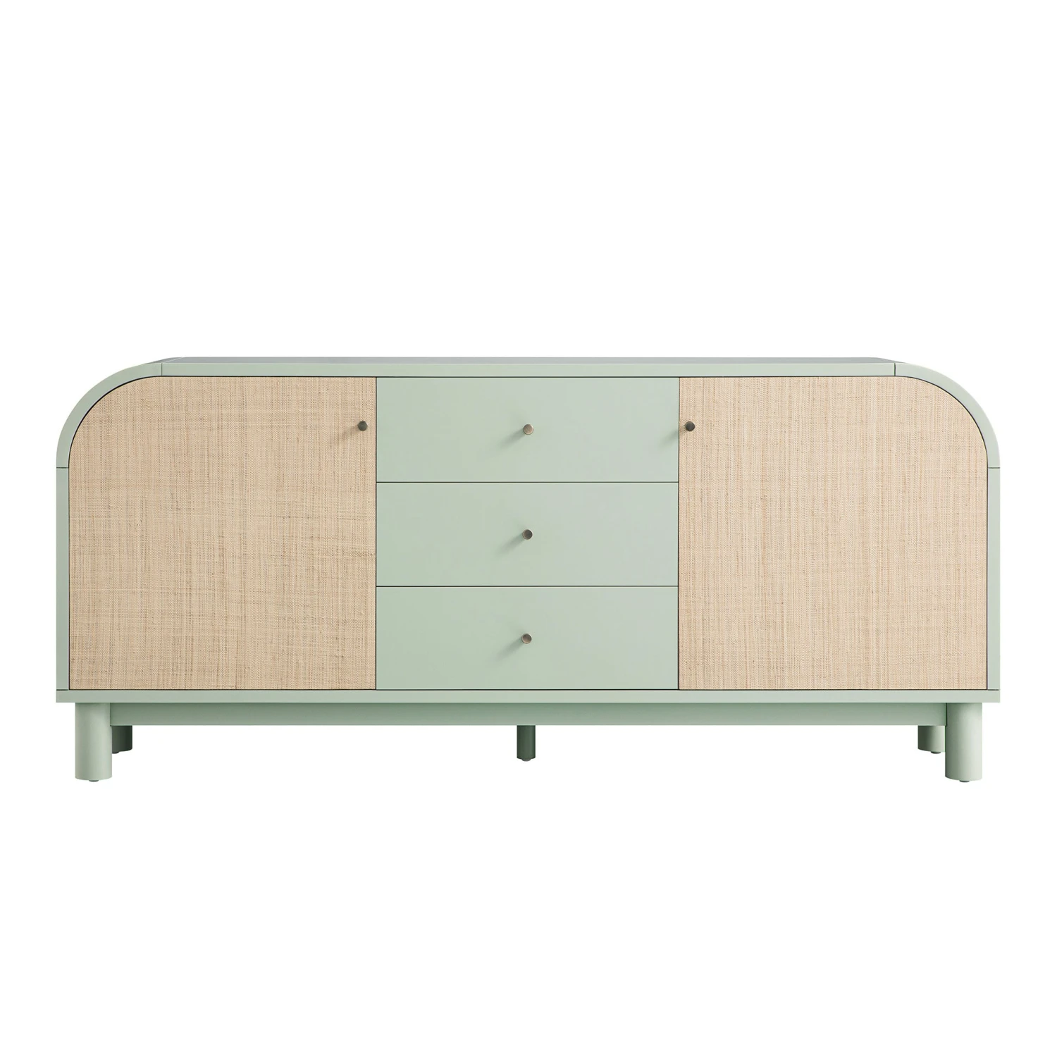 Maude Wide 3-Drawer Sideboard, Muted Pistachio Ash With Raffia 1 Maude Wide 3-Drawer Sideboard, Muted Pistachio Ash With Raffia