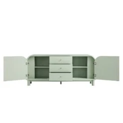 Maude Wide 3-Drawer Sideboard, Muted Pistachio Ash With Raffia 13 Maude Wide 3-Drawer Sideboard, Muted Pistachio Ash With Raffia -Daals XXSB 044 GREEN RAF WB3
