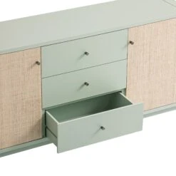 Maude Wide 3-Drawer Sideboard, Muted Pistachio Ash With Raffia 19 Maude Wide 3-Drawer Sideboard, Muted Pistachio Ash With Raffia -Daals XXSB 044 GREEN RAF detail2