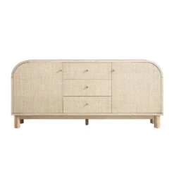 Maude Wide 3-Drawer Sideboard, Natural Ash With Raffia