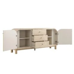 Maude Wide 3-Drawer Sideboard, Natural Ash With Raffia -Daals XXSB 044 NAT RAF WB4