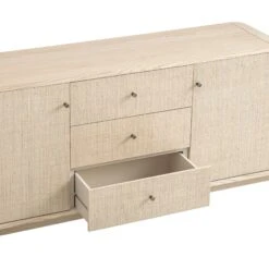 Maude Wide 3-Drawer Sideboard, Natural Ash With Raffia -Daals XXSB 044 NAT RAF detail2