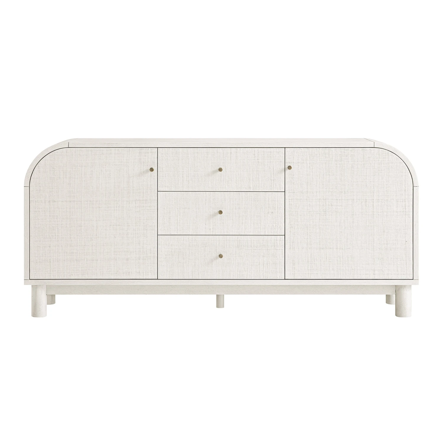 Maude Wide 3-Drawer Sideboard, Washed White Ash With Raffia 9 Maude Wide 3-Drawer Sideboard, Washed White Ash With Raffia - Image 9