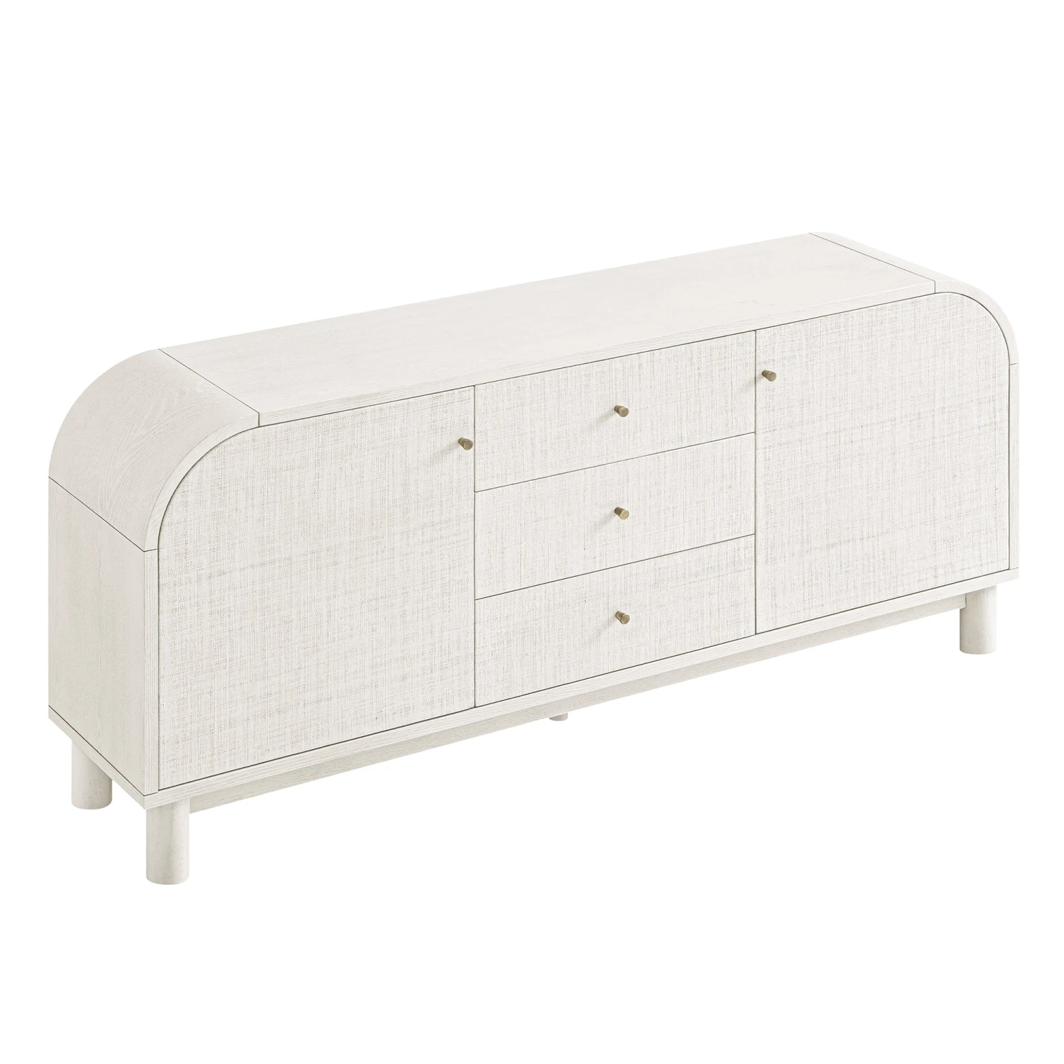Maude Wide 3-Drawer Sideboard, Washed White Ash With Raffia 14 Maude Wide 3-Drawer Sideboard, Washed White Ash With Raffia - Image 14