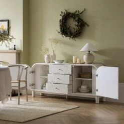 Maude Wide 3-Drawer Sideboard, Washed White Ash With Raffia 23 Maude Wide 3-Drawer Sideboard, Washed White Ash With Raffia -Daals XXSB 044 WHITE RAF scene4