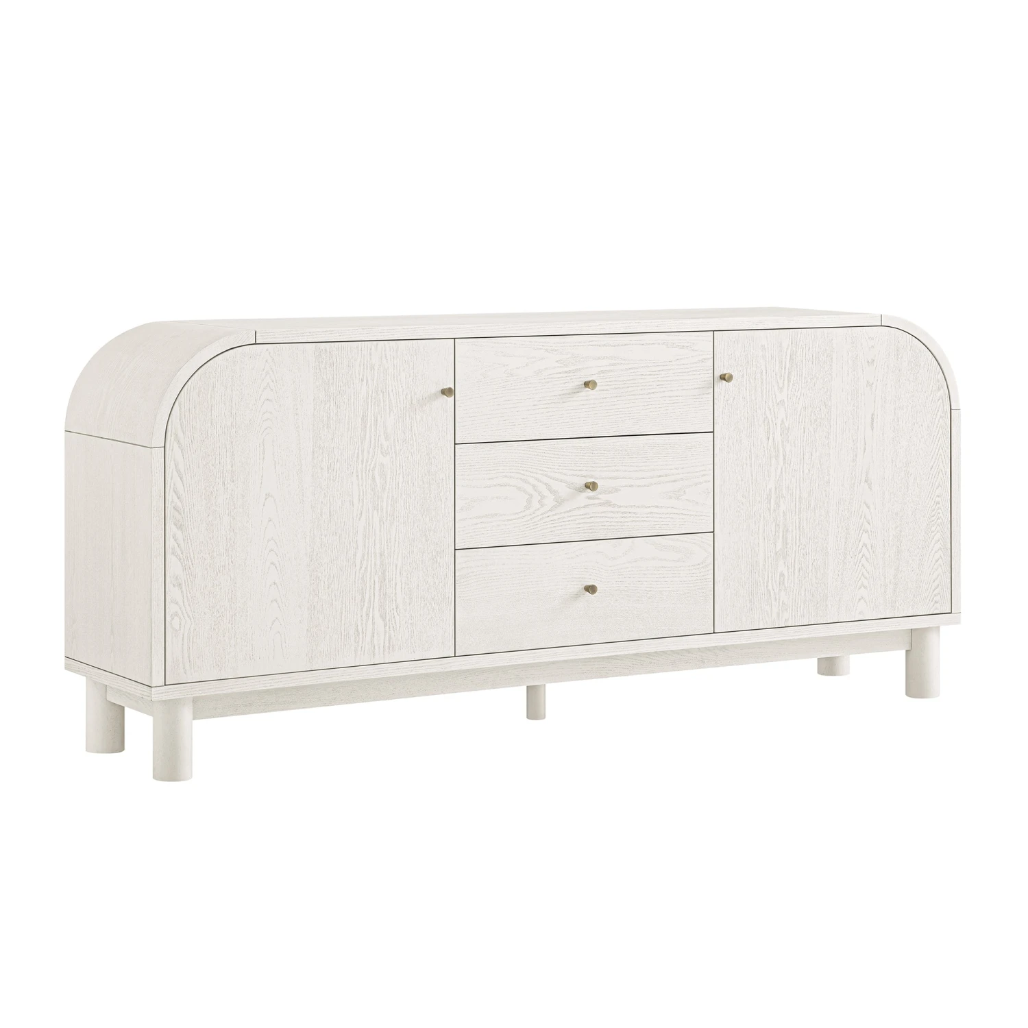 Maude Wide 3-Drawer Sideboard, Washed White Ash 7 Maude Wide 3-Drawer Sideboard, Washed White Ash - Image 7
