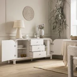 Maude Wide 3-Drawer Sideboard, Washed White Ash 19 Maude Wide 3-Drawer Sideboard, Washed White Ash -Daals XXSB 045 WHITE WHITE scene3
