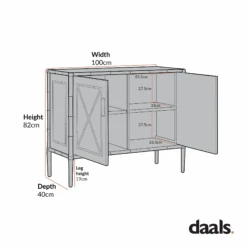 Elstowe Faux Bamboo Small Sideboard, Nude Pink 11 Elstowe Faux Bamboo Small Sideboard, Nude Pink -Daals XXSB 064 CHART