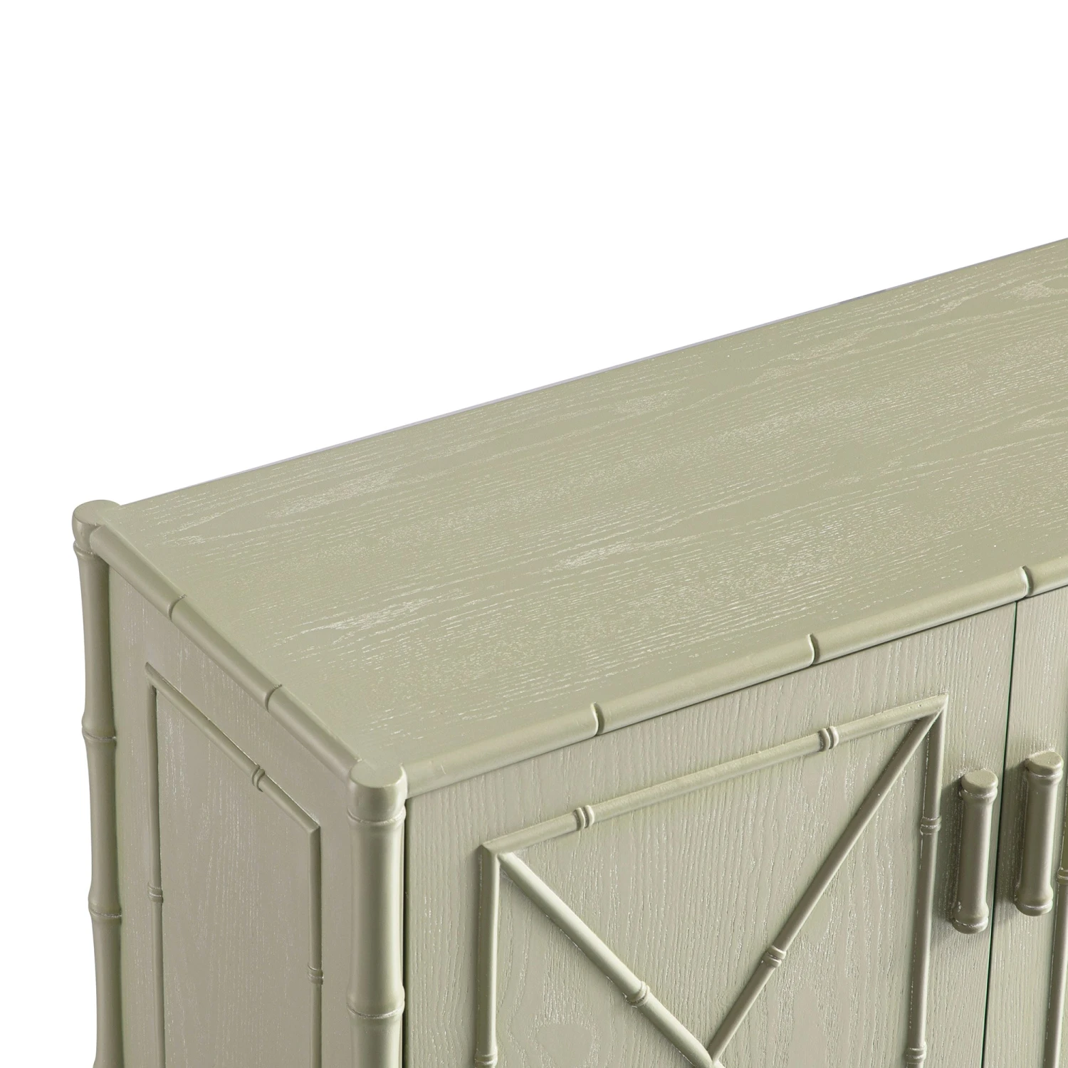 Elstowe Faux Bamboo Small Sideboard, Sage Green 8 Elstowe Faux Bamboo Small Sideboard, Sage Green - Image 8
