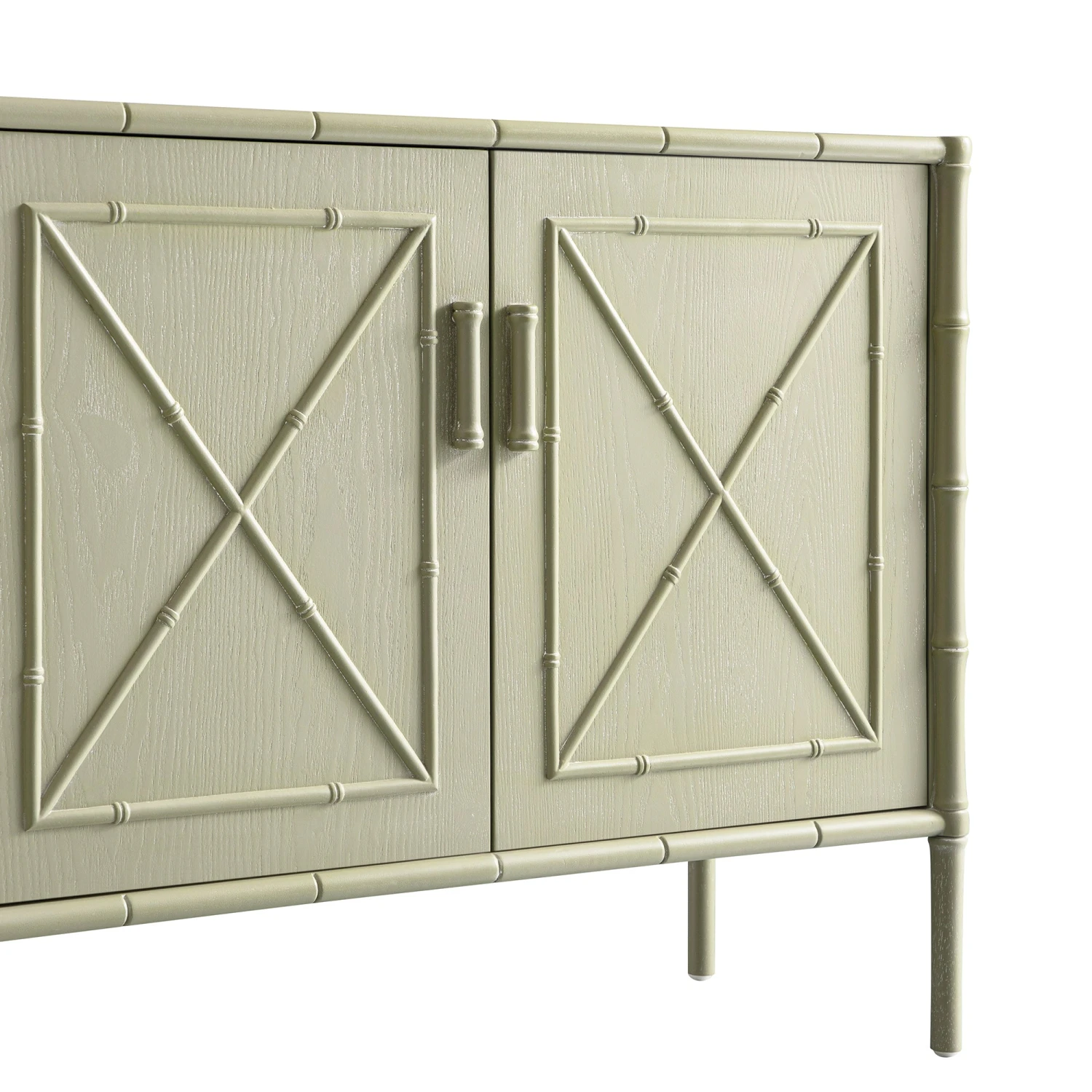 Elstowe Faux Bamboo Small Sideboard, Sage Green 9 Elstowe Faux Bamboo Small Sideboard, Sage Green - Image 9