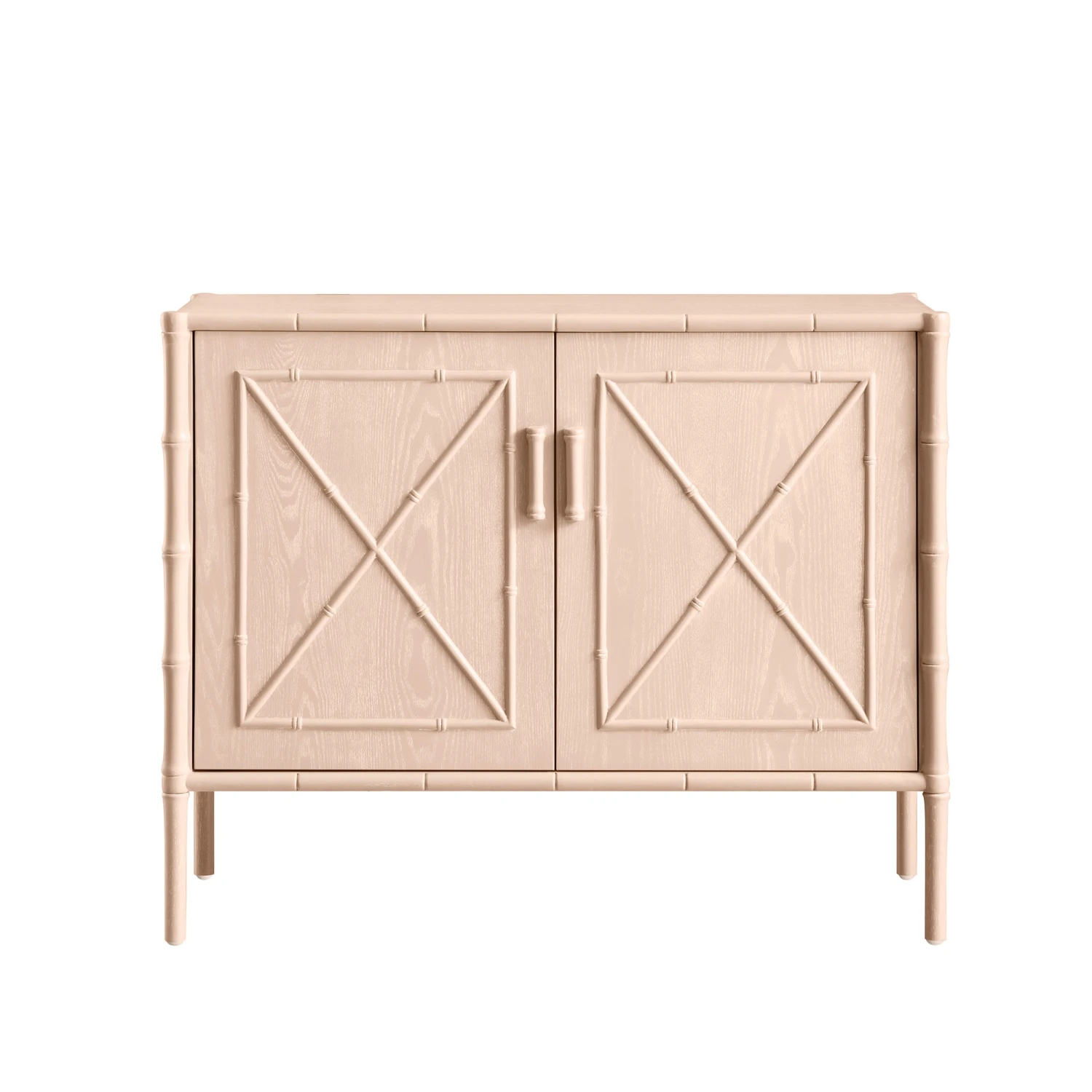 Elstowe Faux Bamboo Small Sideboard, Nude Pink 1 Elstowe Faux Bamboo Small Sideboard, Nude Pink