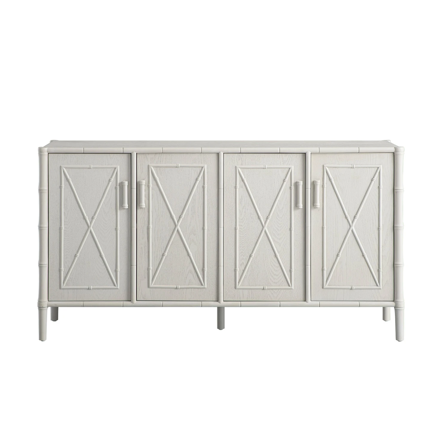 Elstowe Faux Bamboo Large Sideboard, Shaded White 8 Elstowe Faux Bamboo Large Sideboard, Shaded White - Image 8