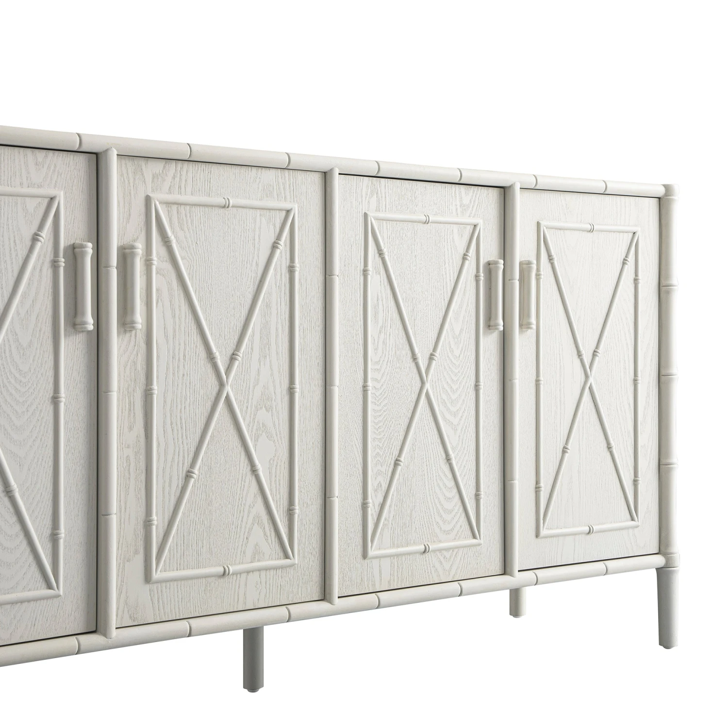 Elstowe Faux Bamboo Large Sideboard, Shaded White 15 Elstowe Faux Bamboo Large Sideboard, Shaded White - Image 15