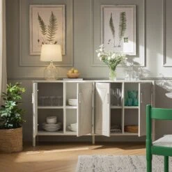 Elstowe Faux Bamboo Large Sideboard, Shaded White 19 Elstowe Faux Bamboo Large Sideboard, Shaded White -Daals XXSB 065 BEIGE scene2