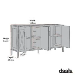 Elstowe Faux Bamboo Large Sideboard, Sage Green 12 Elstowe Faux Bamboo Large Sideboard, Sage Green -Daals XXSB 065 CHART 3