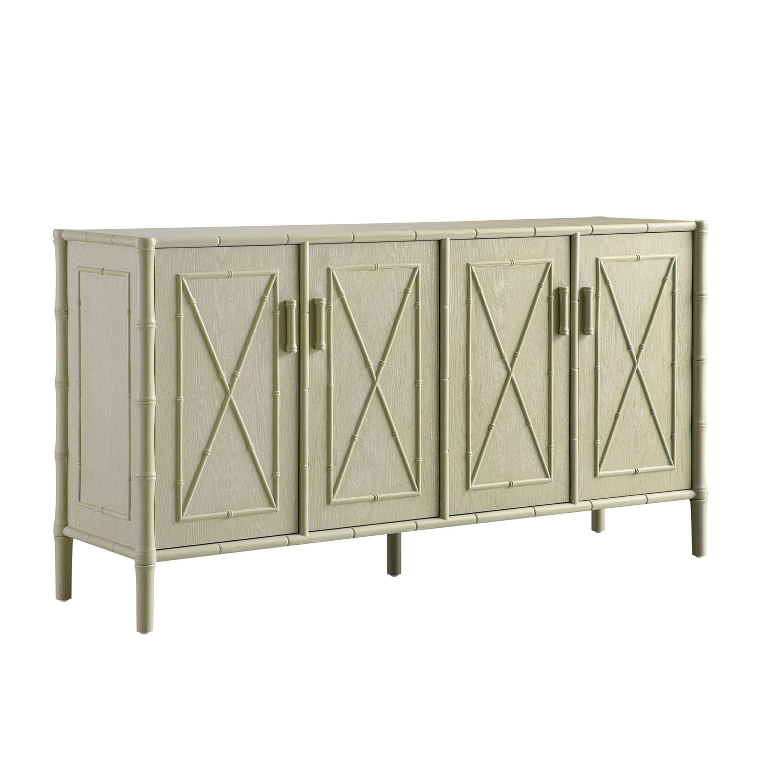 Elstowe Faux Bamboo Large Sideboard, Sage Green 2 Elstowe Faux Bamboo Large Sideboard, Sage Green - Image 2