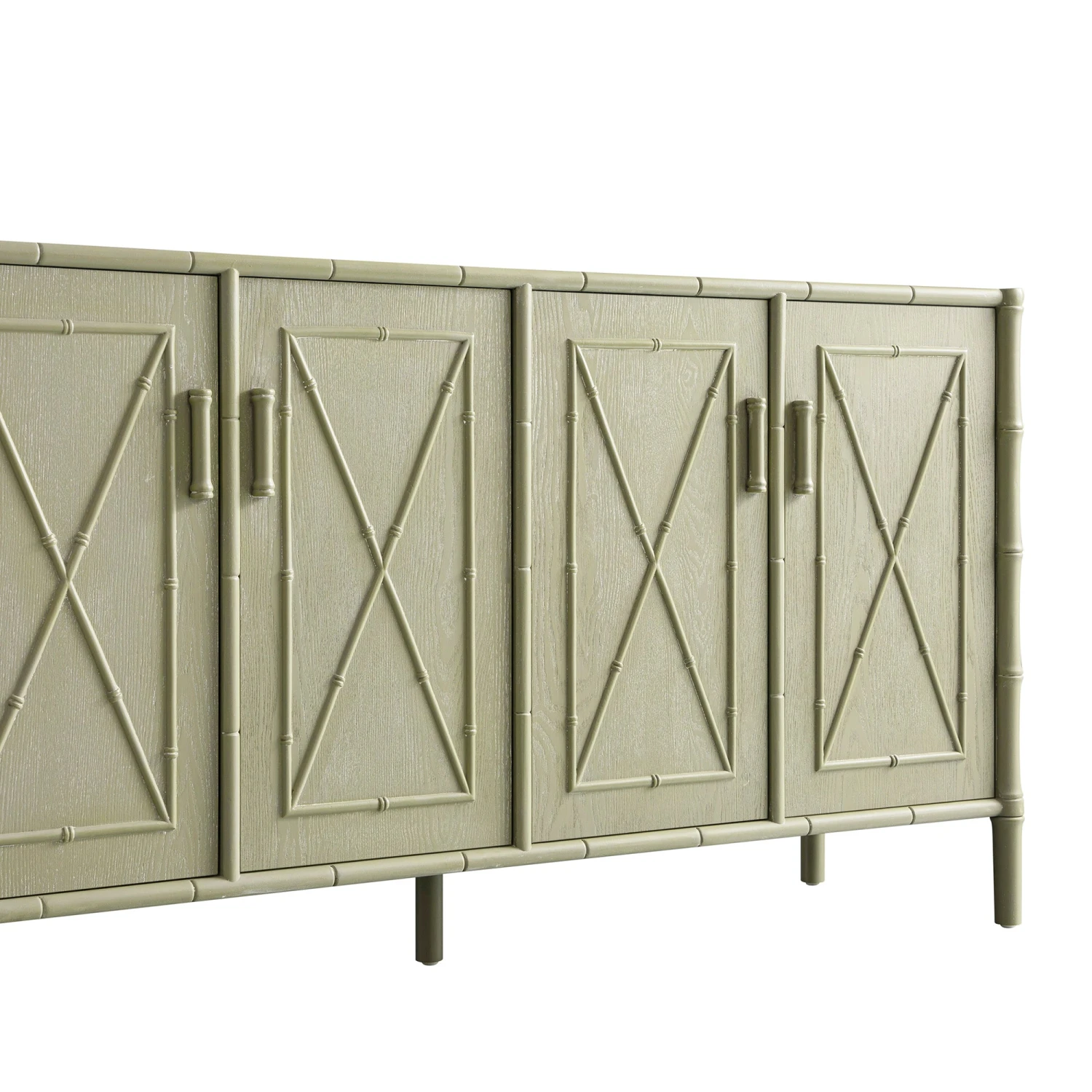 Elstowe Faux Bamboo Large Sideboard, Sage Green 8 Elstowe Faux Bamboo Large Sideboard, Sage Green - Image 8