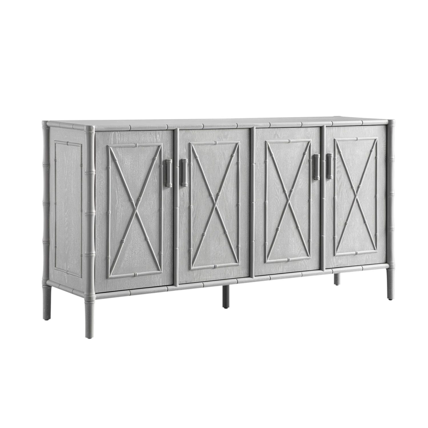 Elstowe Faux Bamboo Large Sideboard, Warm Grey 2 Elstowe Faux Bamboo Large Sideboard, Warm Grey - Image 2