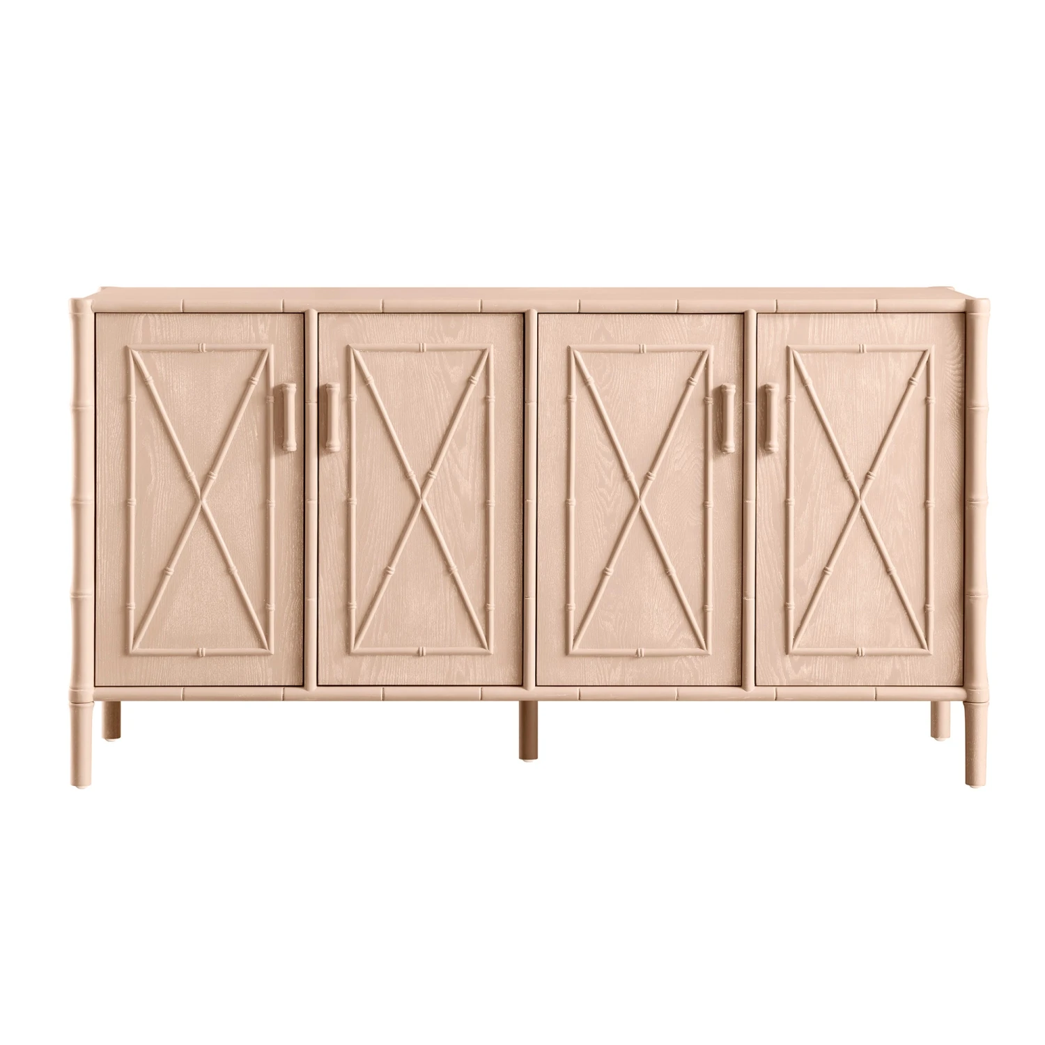 Elstowe Faux Bamboo Large Sideboard, Nude Pink 1 Elstowe Faux Bamboo Large Sideboard, Nude Pink