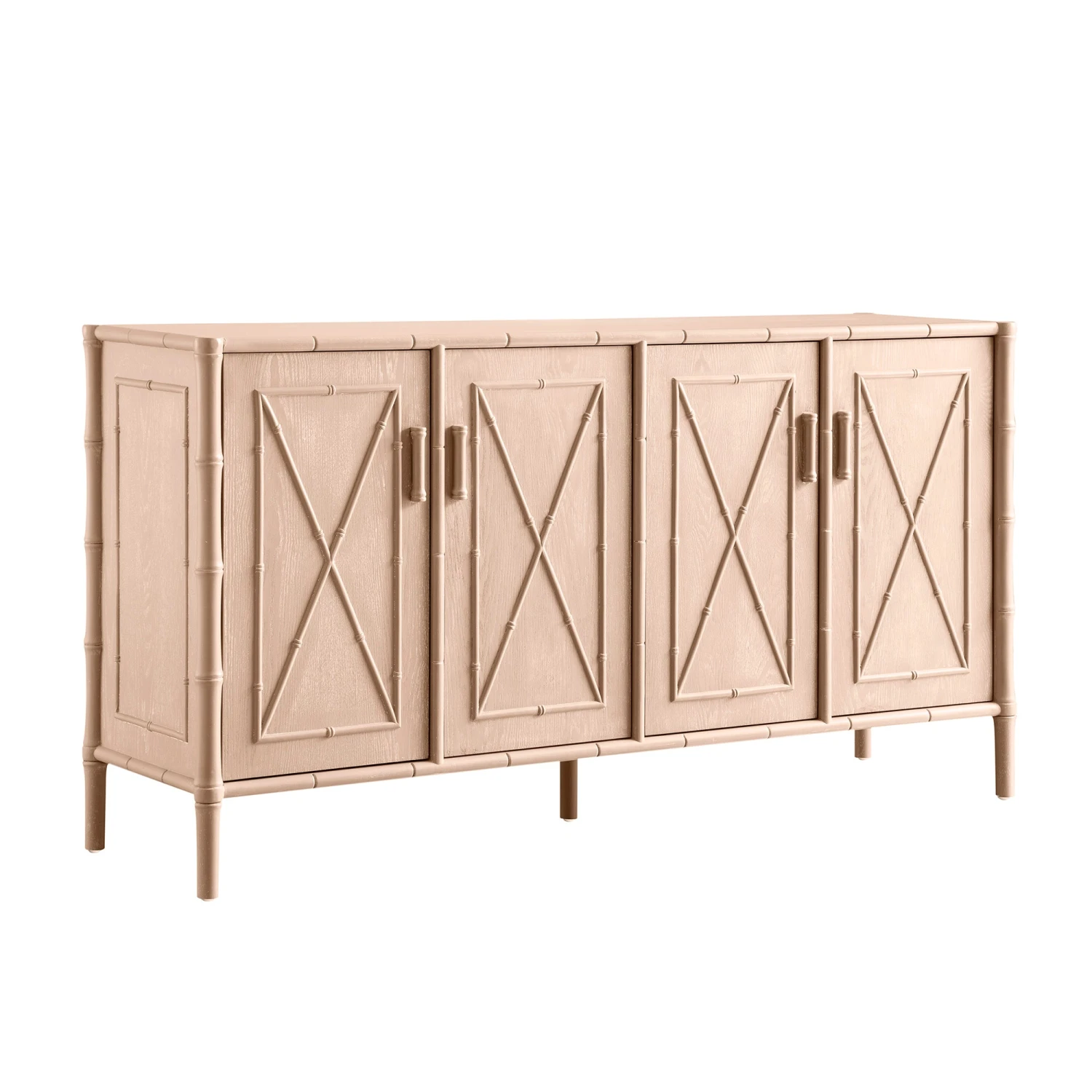 Elstowe Faux Bamboo Large Sideboard, Nude Pink 2 Elstowe Faux Bamboo Large Sideboard, Nude Pink - Image 2