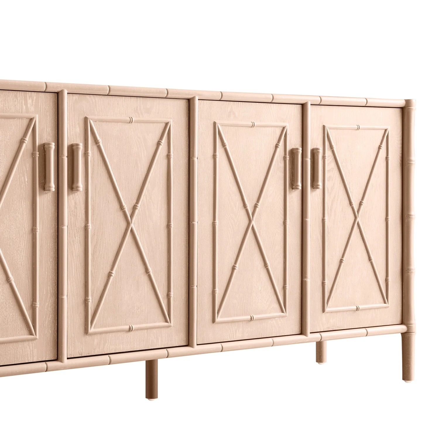 Elstowe Faux Bamboo Large Sideboard, Nude Pink 8 Elstowe Faux Bamboo Large Sideboard, Nude Pink - Image 8
